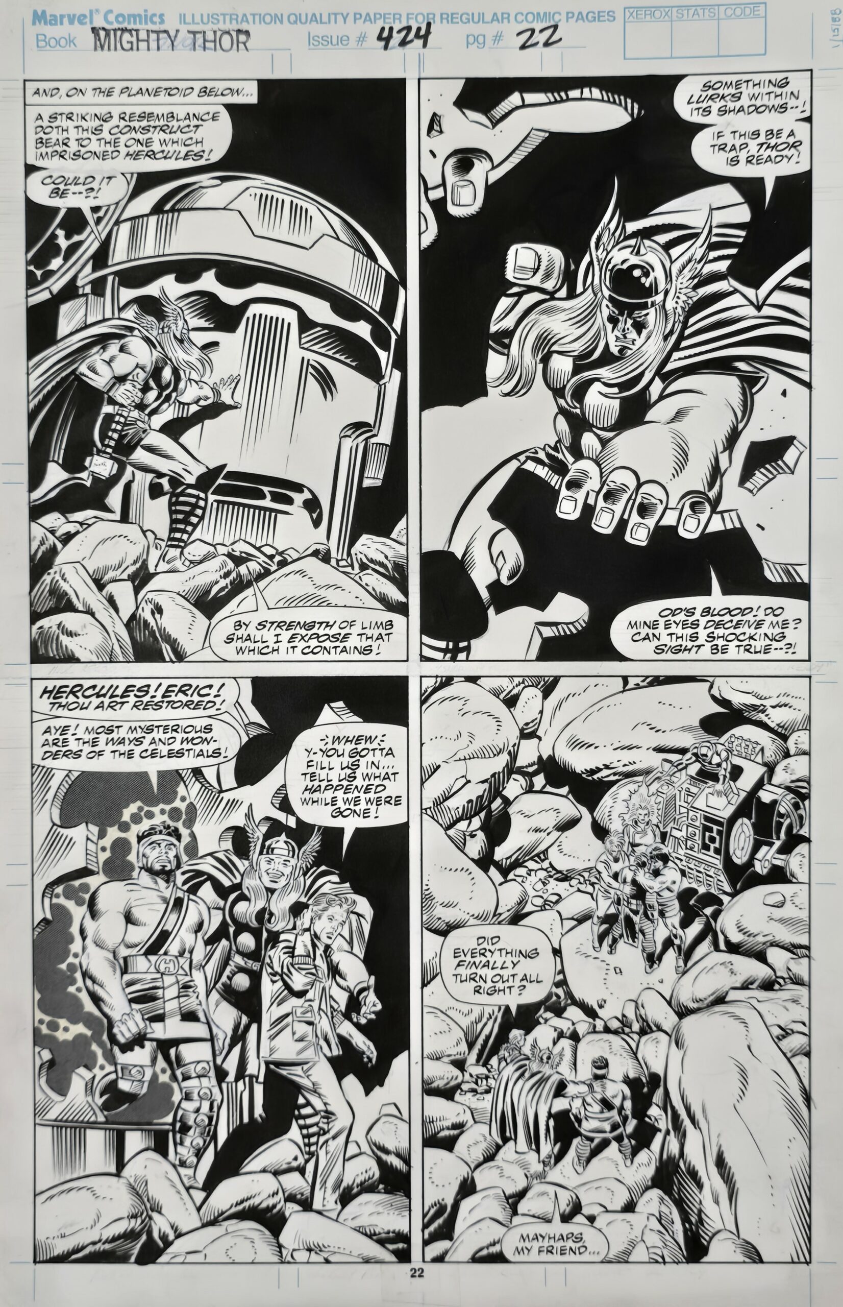 Tavola originale Ron Frenz and Joe Sinnott Thor #424 Story Page 16 Original Art (Marvel, 1990)