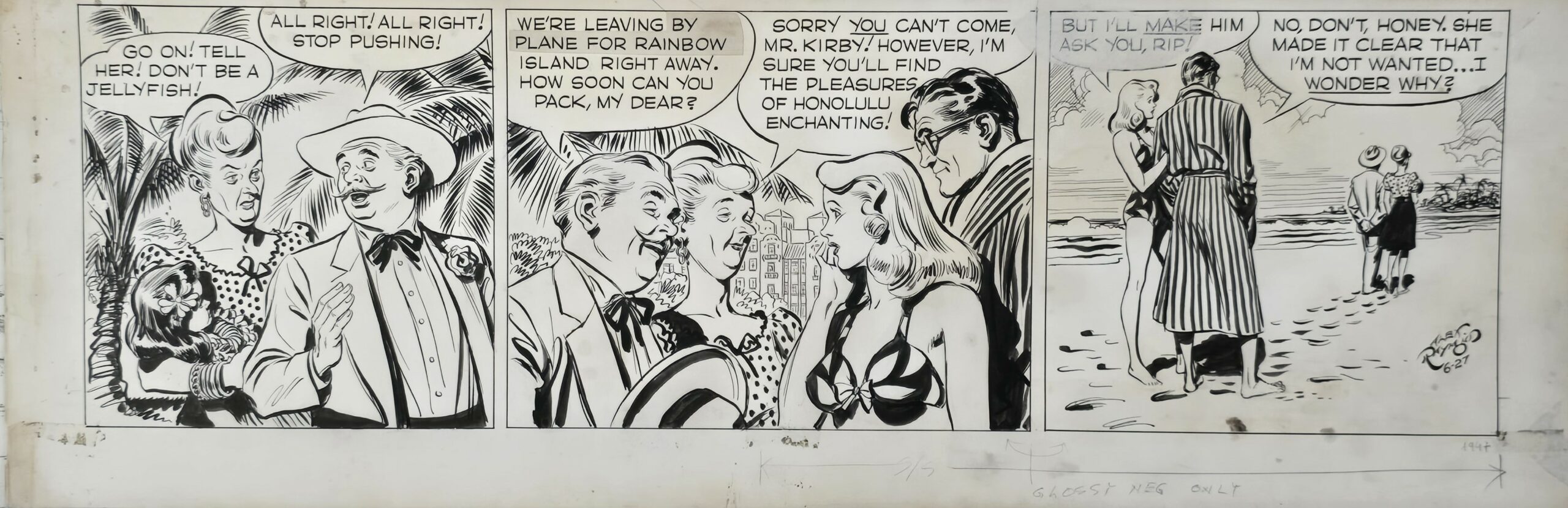 Comic Strip Original Art dated 6-27-1947 Raymond, Alex   – Rip Kirby