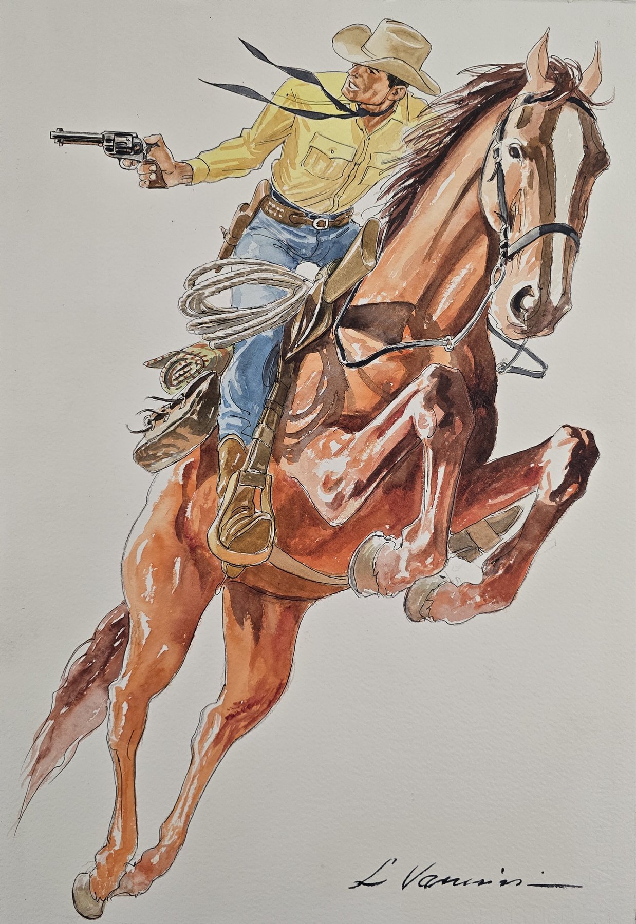 Illustrazione originale  Vannini Luca per ” Tex a cavallo”